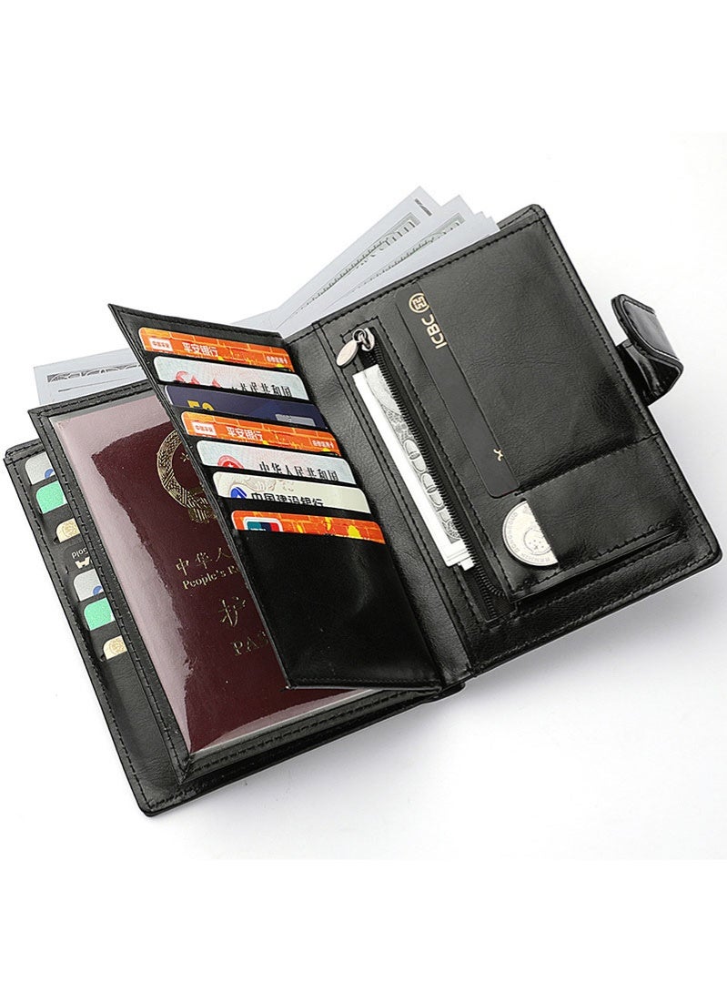 ديبولار محفظة لحفظ جواز السفر، غطاء جواز سفر من الجلد الصناعي، حامل بطاقات مزود بتقنية حجب الترددات اللاسلكية، منظم وثائق السفر، واقي جواز السفر، حامل بطاقات الائتمان، حافظة جواز السفر، محفظة سفر للنساء والرجال - Image 1